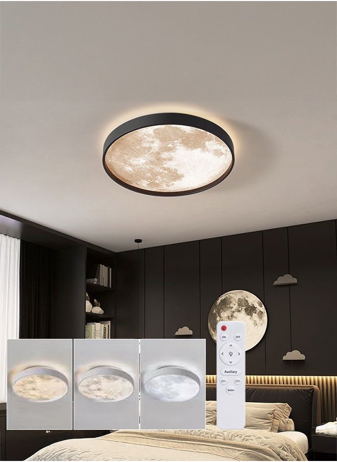 XiuWoo LED Moon Ceiling Light, Ultra-Thin Round Ceiling Light, Simulation Moon Chandelier Entrance Hallway Ceiling Light, for Bedroom Living Room Boys Girls Bedroom 38 cm  - Image 1