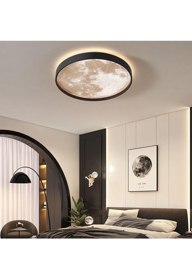 XiuWoo LED Moon Ceiling Light, Ultra-Thin Round Ceiling Light, Simulation Moon Chandelier Entrance Hallway Ceiling Light, for Bedroom Living Room Boys Girls Bedroom 38 cm  - Image 2