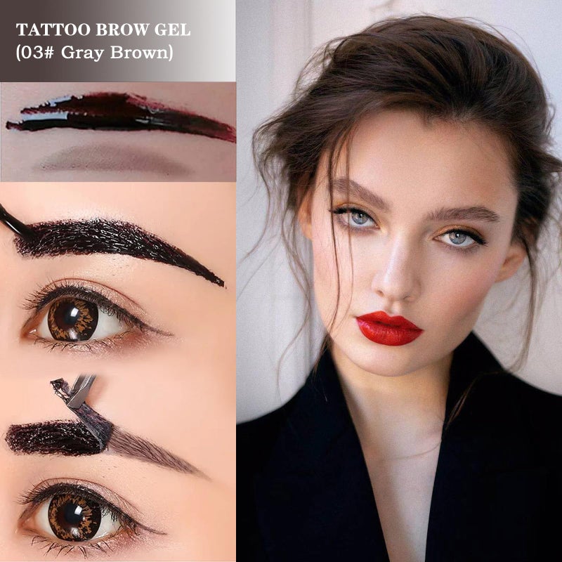 LSxia 2 Pcs Peel Off Tattoo Eyebrow Gel Set, Natural Color Eye-Brow Gel Long-Lasting Waterproof Eyebrow Tattoo, Easy Peel Off Eyebrow Tattoo Makeup -Up To 3 Days (Gray Brown) - Image 3