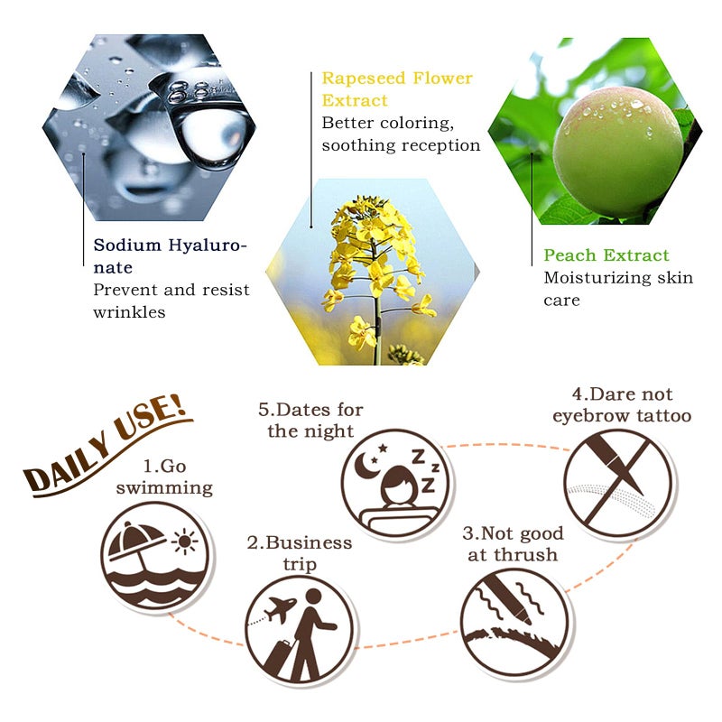 LSxia 2 Pcs Peel Off Tattoo Eyebrow Gel Set, Natural Color Eye-Brow Gel Long-Lasting Waterproof Eyebrow Tattoo, Easy Peel Off Eyebrow Tattoo Makeup -Up To 3 Days (Gray Brown) - Image 5