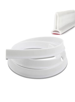 HY 1M Flexible Shower Threshold Water Dam Collapsible Wet Floor Barrier Strip Self Adhesive and Bendable Waterproof Strip for Bathtub Bathroom Kitchen (White)  - Image 1
