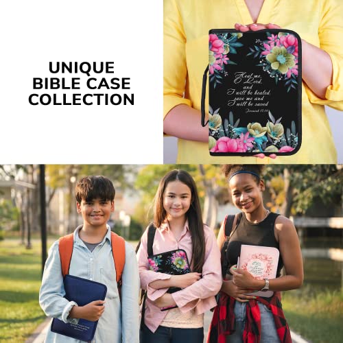 DEHITE Bible Cover Case for Women – Premium Fabric Bible Cases for Girls - Carrying Bag for Woman – Pen Slots – Zippered Pocket – Christian Floral Accessories - Large Holder - Image 5