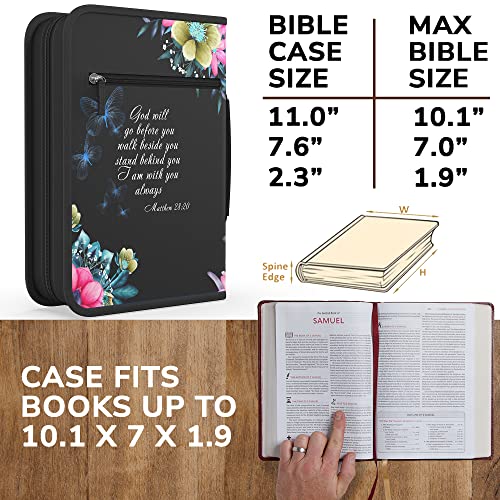 DEHITE Bible Cover Case for Women – Premium Fabric Bible Cases for Girls - Carrying Bag for Woman – Pen Slots – Zippered Pocket – Christian Floral Accessories - Large Holder - Image 2
