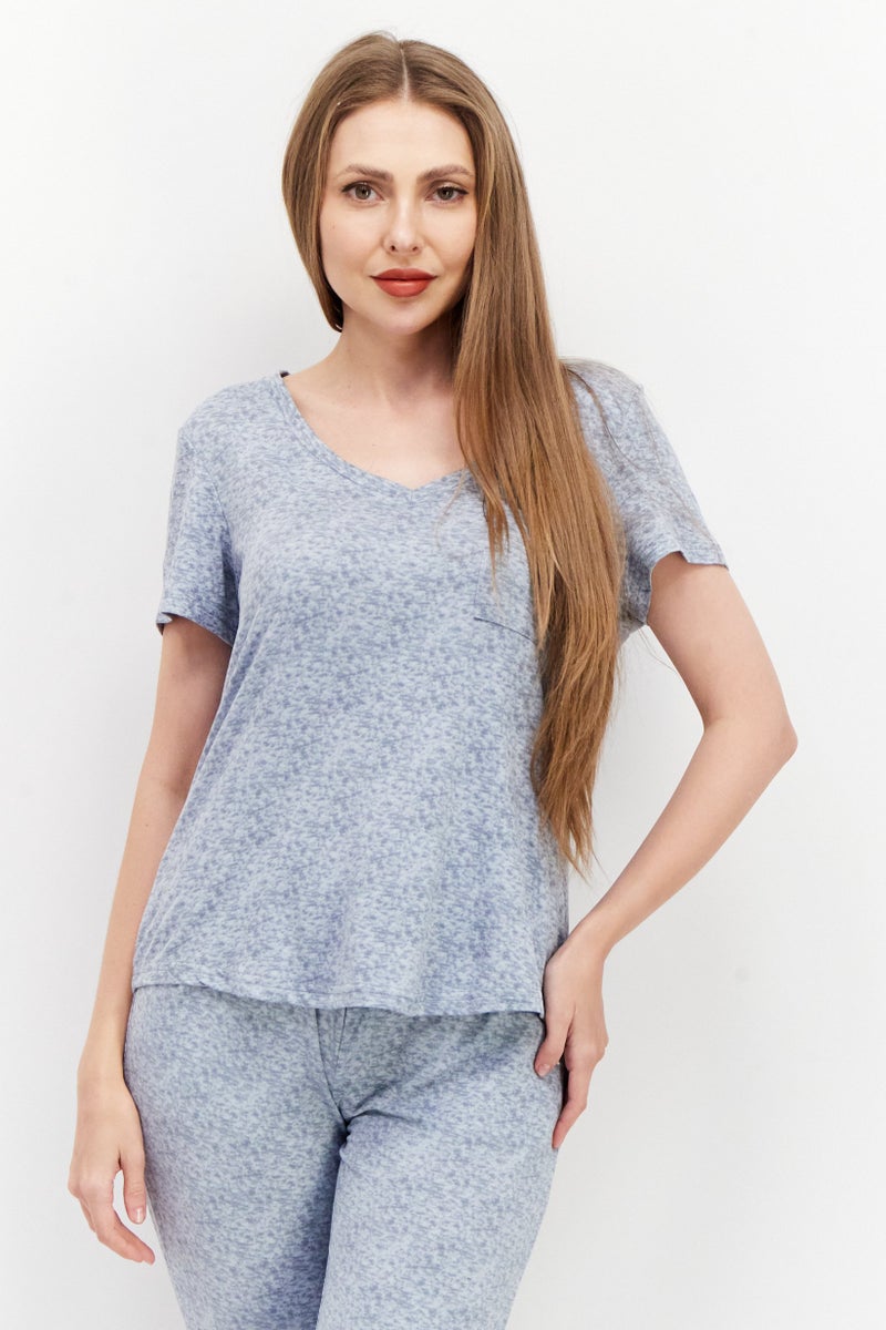 Avalanche Women 2 Pieces Tie Dye Pyjama Set, Slate Grey - Image 4