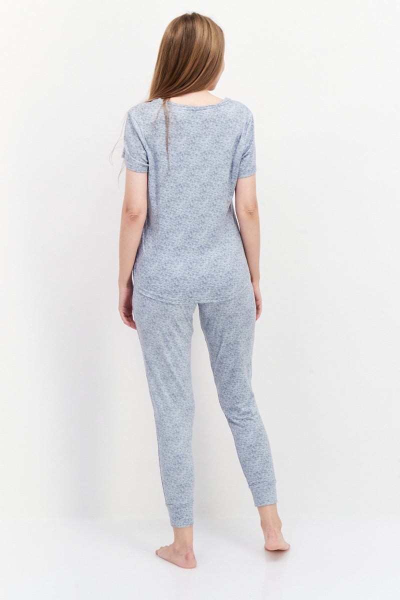 Avalanche Women 2 Pieces Tie Dye Pyjama Set, Slate Grey - Image 3