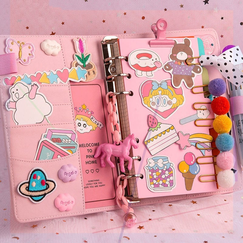 DIY Horizontal Diary Sketchbook Pocket Notepad Girls Diary Cute Notebook Stationery Notebook Diary School Office Supplies Gift Box - Image 4