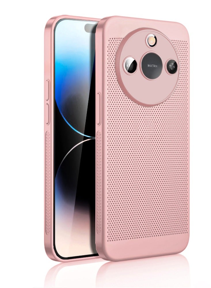 Heat Dissipation Case with Built in Camera Lens Protector Slim Fit Breathable Cooling Anti Fingerprint Hard PC Back Shockproof Cover For Honor X9c Smart 5G/X60 5G (Pink)