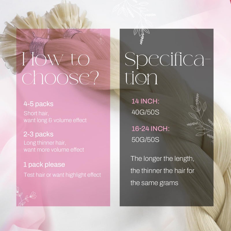 Moresoo U Tip Hair Extensions Human Hair Platinum Blonde 18inch K Tip Hair Extensions Human Hair Add Length Straight 50G/50S - Image 3