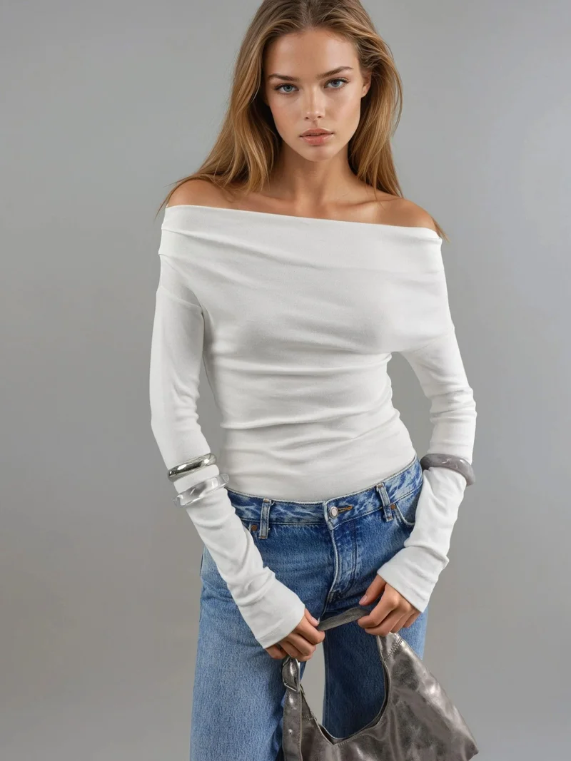 Busem BUSEM Boat Neck Fitted Blouse