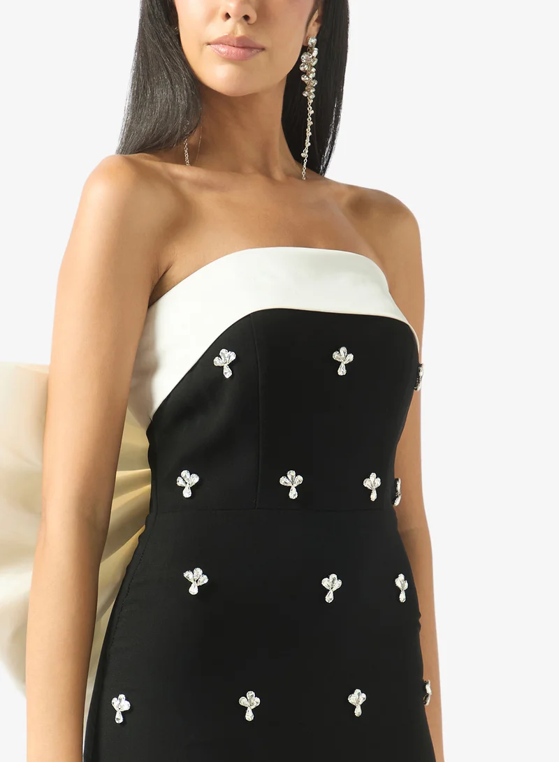 Akadia Fashion  RIBBON BACK CRYSTAL CREPE DRESS for Women | Best Price UAE
