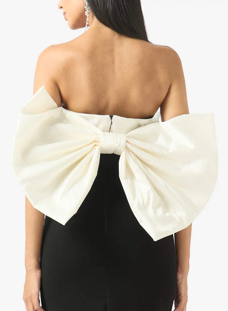 Akadia Fashion  RIBBON BACK CRYSTAL CREPE DRESS for Women | Best Price UAE