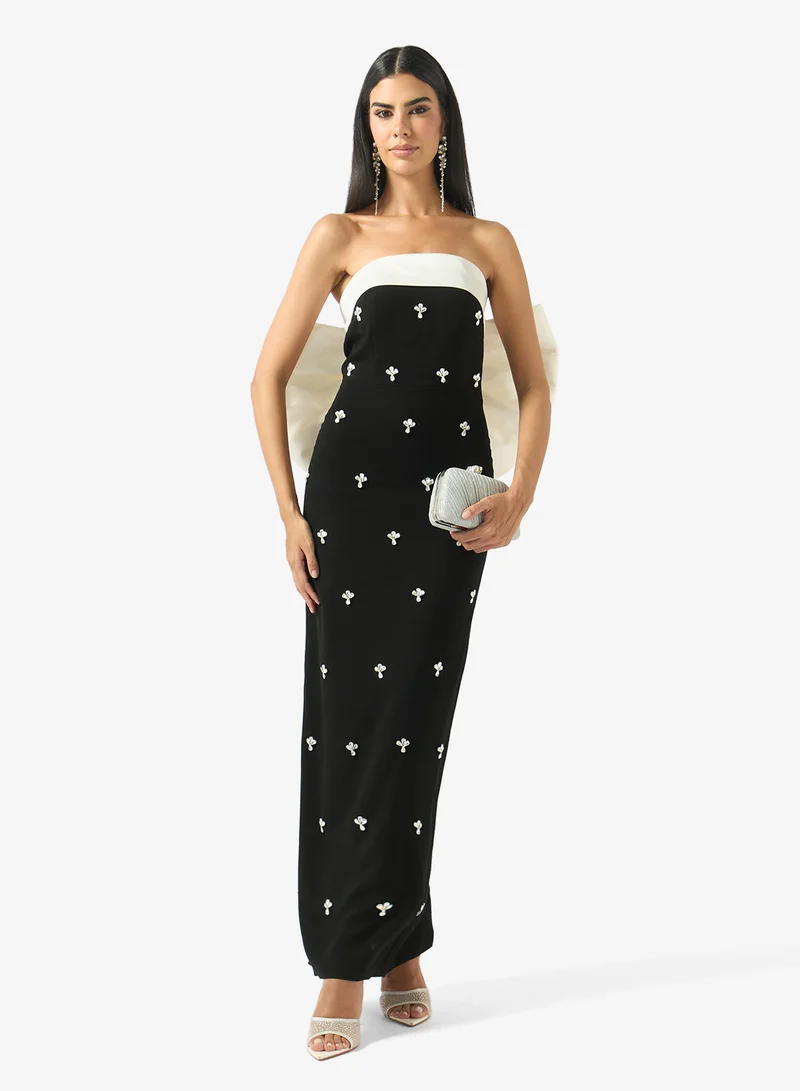 Akadia Fashion  RIBBON BACK CRYSTAL CREPE DRESS for Women | Best Price UAE