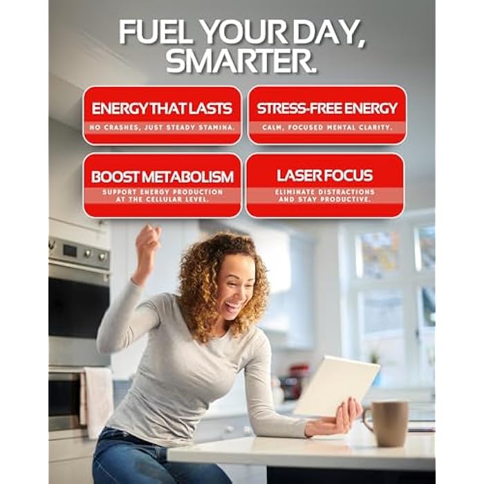 CogniTune Caffeine Pills 100mg with L-Theanine & B12 – Natural Energy + Focus Supplement – Clean Energy Pills for Men & Women – Caffeine L Theanine Nootropic – 60 Vegan Capsules - Image 2