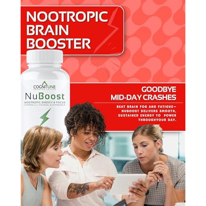 CogniTune Caffeine Pills 100mg with L-Theanine & B12 – Natural Energy + Focus Supplement – Clean Energy Pills for Men & Women – Caffeine L Theanine Nootropic – 60 Vegan Capsules - Image 3