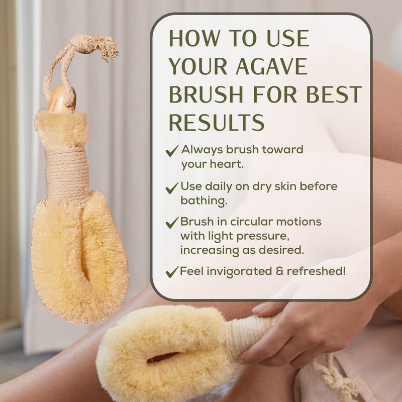 CSM Agave PlantBased Dry Body Brush Natural Firm Bristles for Lymphatic Drainage Cellulite Reduction Exfoliation Detox Circulation Skin Glow - Image 4
