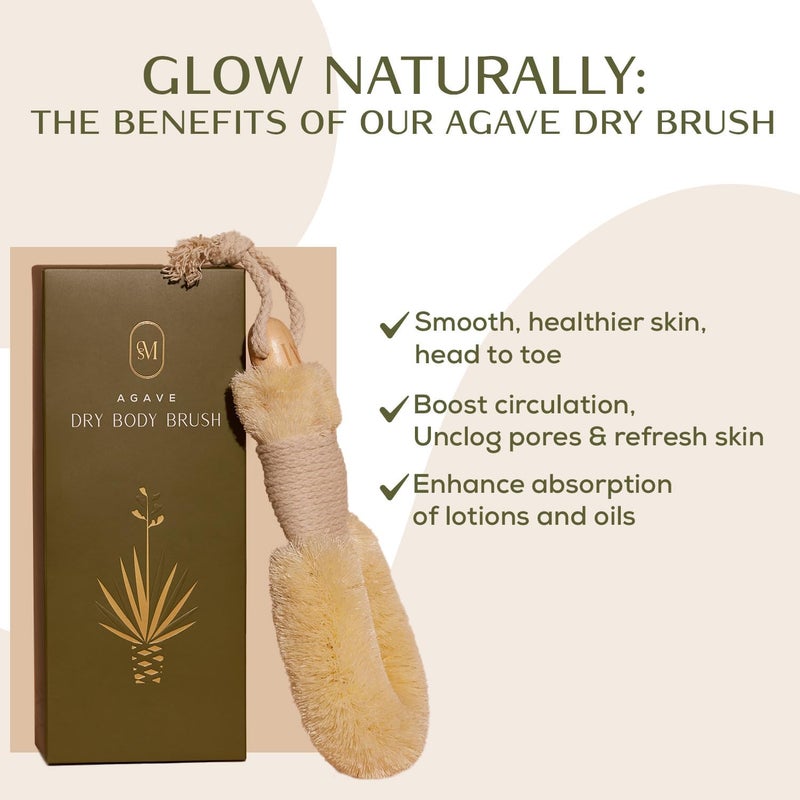 CSM Agave PlantBased Dry Body Brush Natural Firm Bristles for Lymphatic Drainage Cellulite Reduction Exfoliation Detox Circulation Skin Glow - Image 2