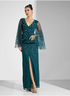 Amelia Rose Embellished V-Neck Dress  - Image 1