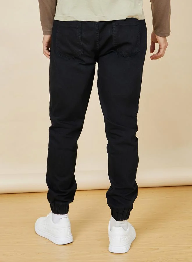 Styli Dark Wash Denim Jogger with Drawstring Waist