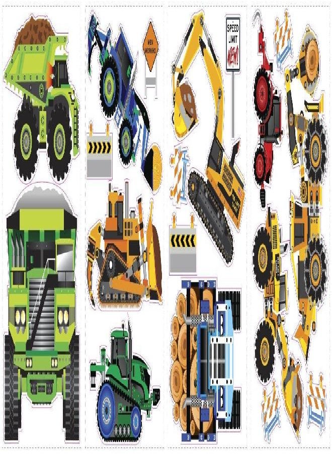 RoomMates RoomMates SPD0003SCS New Speed Limit-Construction Vehicles Peel & Stick Wall Decals, Multi 10"x18"  - Image 1