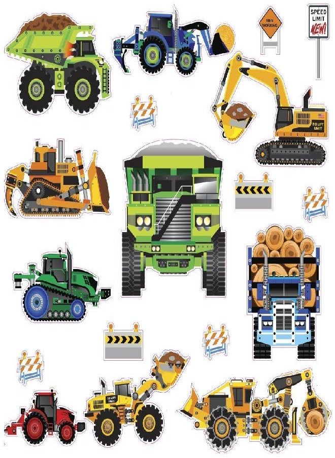 RoomMates RoomMates SPD0003SCS New Speed Limit-Construction Vehicles Peel & Stick Wall Decals, Multi 10"x18"  - Image 2