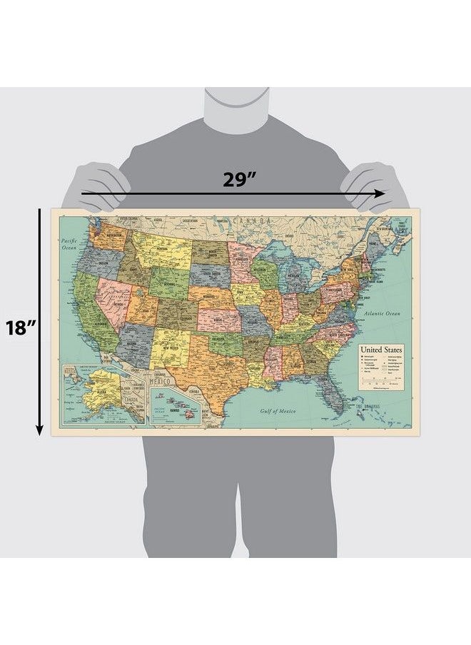 Palace Learning Usa Map Poster United States Map Chart [Tan Color] (Laminated 18” X 29”)  - Image 3