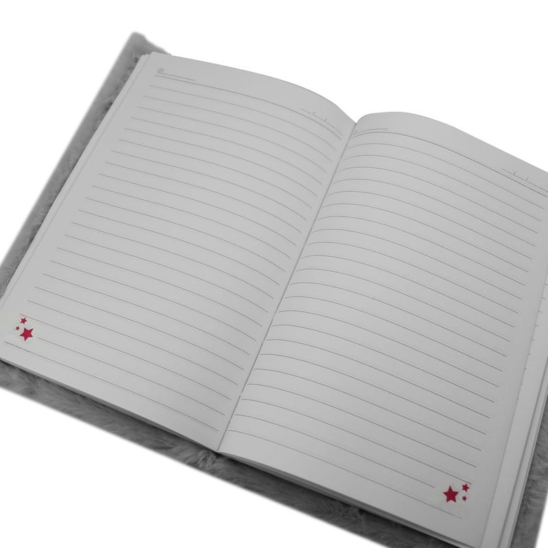 Asera 1 Pc Fur Plush Diary with attached Pencil Pouch for Kids (21.5 * 15 cms) / Birthday Return Gifts for Kids, 70 Pages (Kuromi Grey) - Image 4