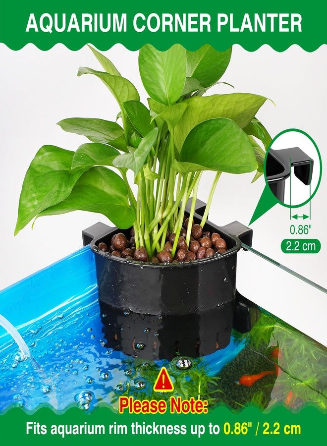 Borlech 2026 Latest Model Large Aquarium Corner Planter Hanging Plant Holder for Fish Tank Aquaponic Plant Cultivation and Aquascape Accessories Decorations (4 Pack) Black - Image 2