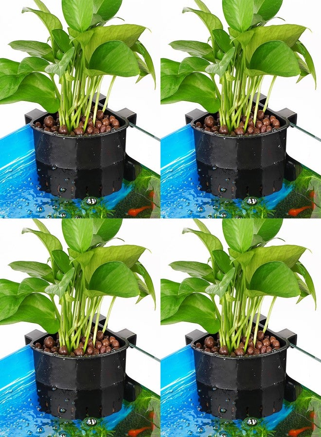 Borlech 2026 Latest Model Large Aquarium Corner Planter Hanging Plant Holder for Fish Tank Aquaponic Plant Cultivation and Aquascape Accessories Decorations (4 Pack) Black - Image 1