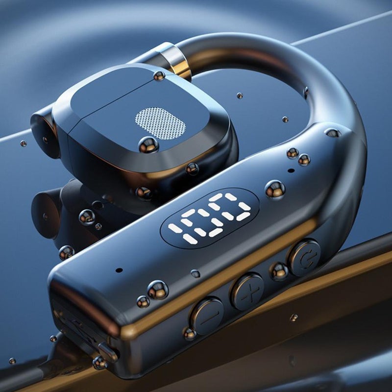 Rotating left and right ears, digital display, large battery capacity Bluetooth earphones with ear hooks - Image 5