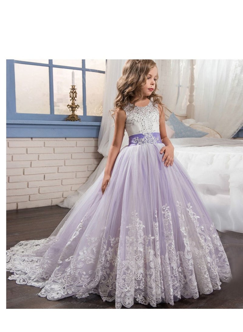 Fashionable Cute Girls Dresses Purple  - Image 1