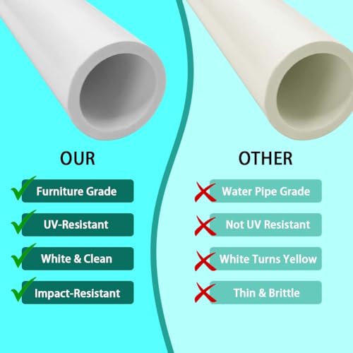 YSIL 1" PVC Pipe 1FT Long Sch40 Furniture Grade for Home,Farm,Garden,Workshop White 6 Pack - Image 2