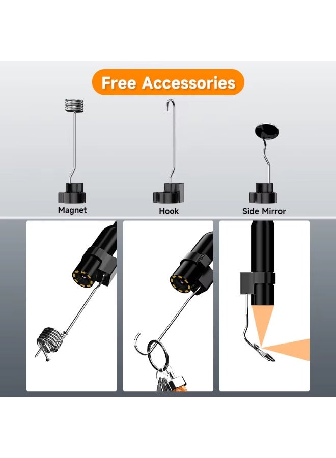 MOCOM Industrial HD 1080P Handheld Endoscope Borescope with 4.3” IPS Display, 8mm Waterproof IP68 Camera Probe, 8 Adjustable LEDs, 2M–100M Rigid Cable, 2600mAh Battery, Full-Color & B/W Image Mode | Automotive, Pipeline, Sewer, Machinery Inspection Camera Tool - Image 4
