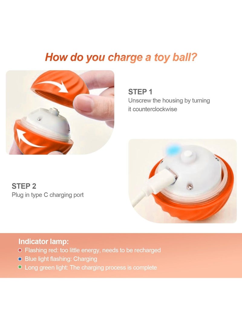 Interactive Dog Toys - Self Rolling Dog Ball with Anti-Chewer Cover for Small/Medium/Large Puppy, Active Rolling Ball for Dogs Enrichment, Motion Activated Toys That Move Its Own (Orange) - Image 4