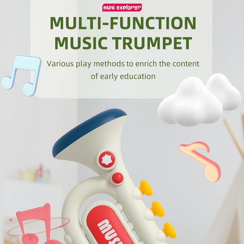 Mini Explorer لعبة بوق تفاعلية للأطفال ميني إكسبلورر مع أضواء وأصوات | 3 أوضاع لعب – تلقائي، يدوي وتعليمي | آلة موسيقية للأطفال من عمر 3 سنوات فما فوق | تعمل بالبطارية | هدية لعبة موسيقية تعليمية - Image 3