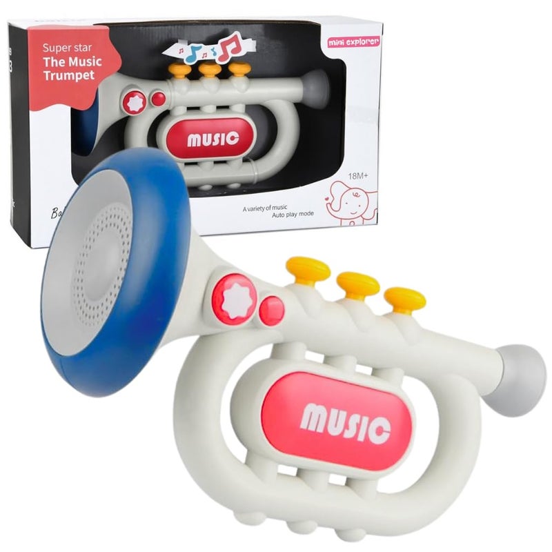 Mini Explorer لعبة بوق تفاعلية للأطفال ميني إكسبلورر مع أضواء وأصوات | 3 أوضاع لعب – تلقائي، يدوي وتعليمي | آلة موسيقية للأطفال من عمر 3 سنوات فما فوق | تعمل بالبطارية | هدية لعبة موسيقية تعليمية - Image 1