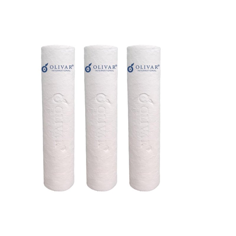 OLIVAR 10 Inch PP Spun Filter Cartridge 5 Micron for All RO Water Purifiers Set of 3  - Image 1