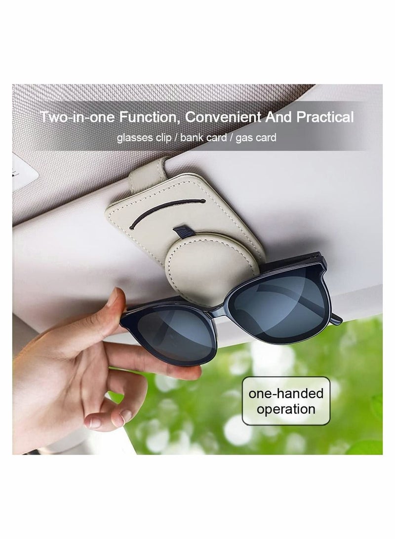 SYOSI Sunglass Holder for Car Visor, Adsorption Sunglasses Holder Clip for Storing Glasses Card Mask, for Car Visor, Beige  - Image 3