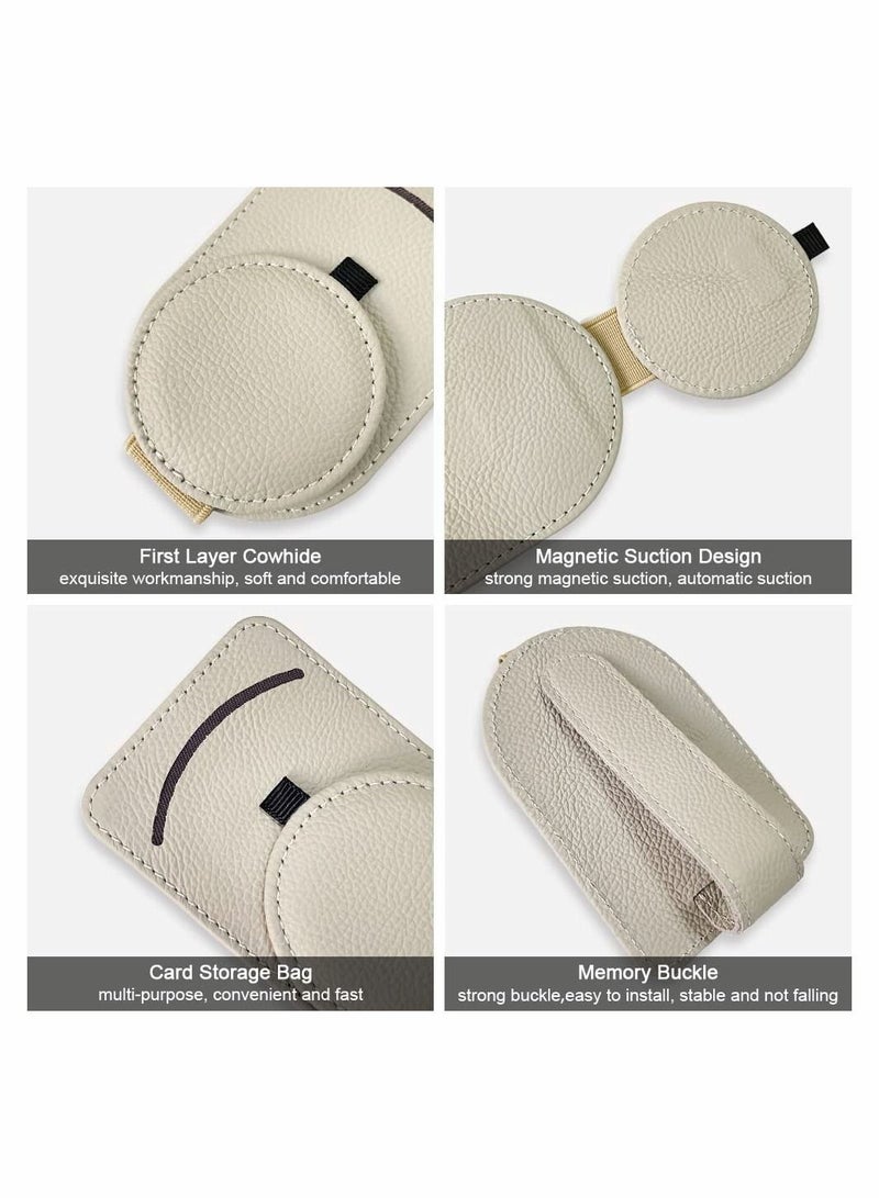 SYOSI Sunglass Holder for Car Visor, Adsorption Sunglasses Holder Clip for Storing Glasses Card Mask, for Car Visor, Beige  - Image 5