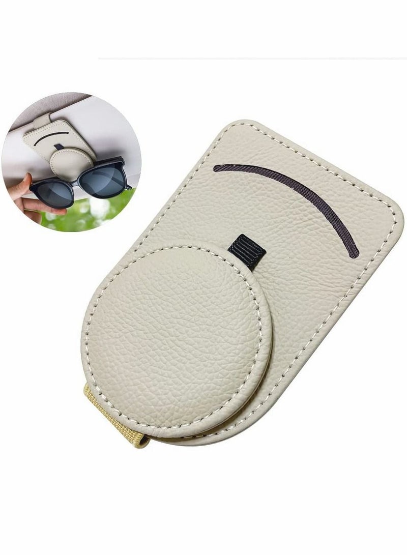 SYOSI Sunglass Holder for Car Visor, Adsorption Sunglasses Holder Clip for Storing Glasses Card Mask, for Car Visor, Beige  - Image 1
