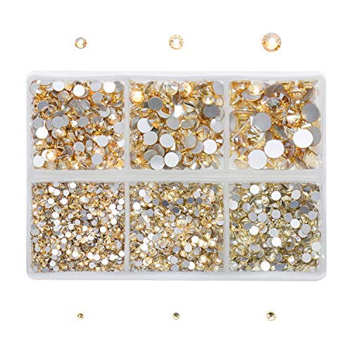 AD Beads 4300 Pieces Flat Back Nail Art Rhinestones Round Beads 6 Sizes 265mm with Storage Organizer BoxRhinestones Picking Pen for Nail Art Phone Decorations Crafts DIY Champagne - Image 5