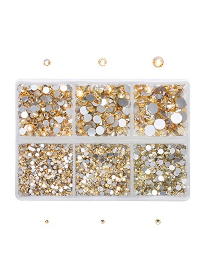 AD Beads 4300 Pieces Flat Back Nail Art Rhinestones Round Beads 6 Sizes 265mm with Storage Organizer BoxRhinestones Picking Pen for Nail Art Phone Decorations Crafts DIY Champagne - Image 4