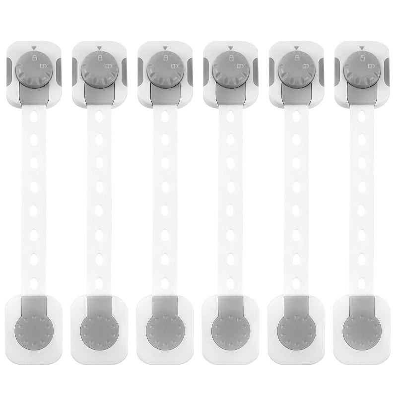 SKY-TOUCH Baby Safety Lock, Child Safety Locks, Multi-Functional Adjustable Double Button Baby Anti-Clip Latch System For Cabinets, Drawers, Fridge, Closet Doors Etc（Pack Of 6） - Image 1