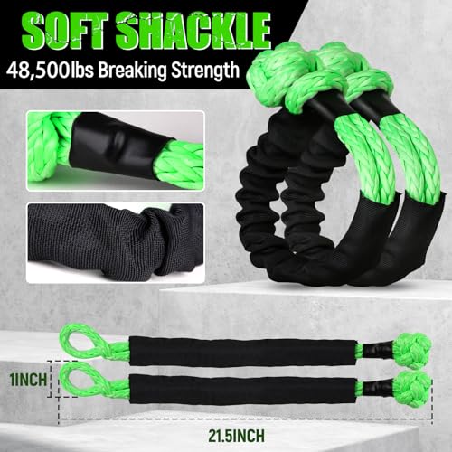 GODIAG 1"×30ft Kinetic Recovery Tow Rope (46500lbs) Heavy Duty Energy Rope with 2 Soft Shackles, 30% Elasticity Offroad Power Rope for Truck Jeep Car ATV UTV Tractor - Image 3