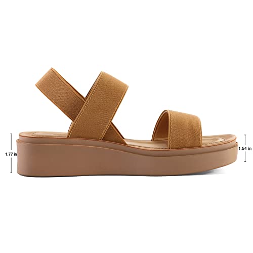 mysoft Women's Platform Wedges Sandals Slingback Lightweight Elastic Ankle Strap Low Wedges Walking Sandals Comfortable Slip On Casual Shoes - Image 4