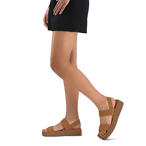 mysoft Women's Platform Wedges Sandals Slingback Lightweight Elastic Ankle Strap Low Wedges Walking Sandals Comfortable Slip On Casual Shoes - Image 2