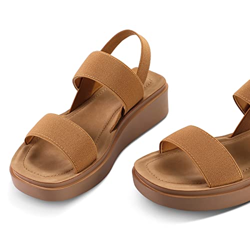 mysoft Women's Platform Wedges Sandals Slingback Lightweight Elastic Ankle Strap Low Wedges Walking Sandals Comfortable Slip On Casual Shoes - Image 3