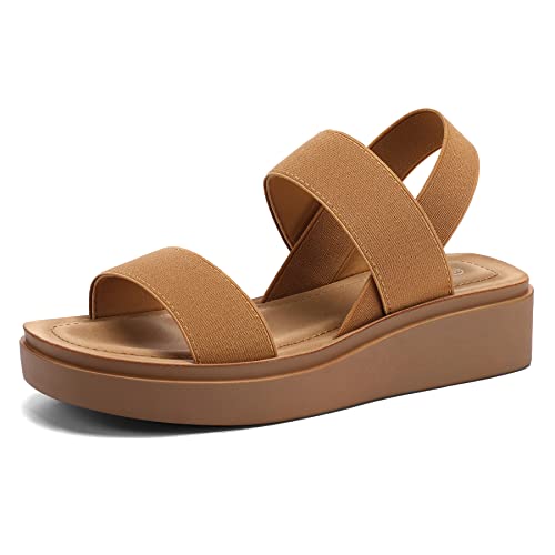 mysoft Women's Platform Wedges Sandals Slingback Lightweight Elastic Ankle Strap Low Wedges Walking Sandals Comfortable Slip On Casual Shoes - Image 1