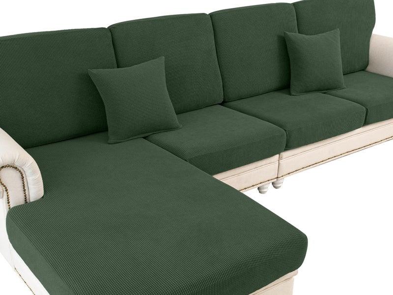 LA MEACK Couch Cushion Covers Seat Cushion Cover Stretch Couch Cover Separate Sectional Sofa Slipcovers Furniture Protector(3 Pieces for Seat or Sofa Backrest, Green) - Image 1