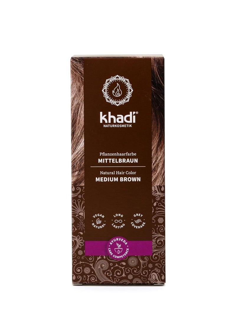 khadi Ayurvedic Natural Hair Color 100 herbal vegan PPD  chemical free certified natural cosmetics for healthy hair MEDIUM BROWN 1 Pack 1 x 35oz