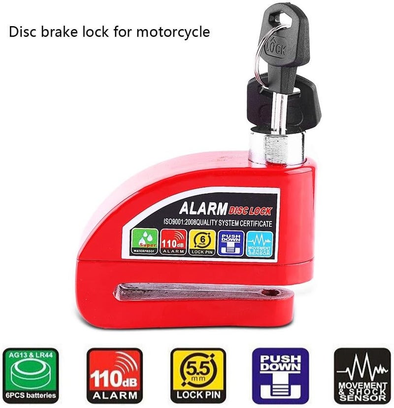 cheekyglo Disc Brake Lock, Anti-theft Motorcycle Motorbike Alarm Disc Lock Waterproof Motorcycle Wheel Lock With110dB Alarm Sound for Motorcycles Scooterand Bicycle(Black) Black - Image 5